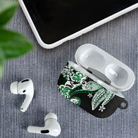 Monstera Plumeria Flowers Green AirPods Case Polynesian Pattern