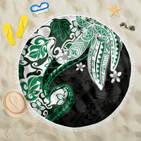 Monstera Plumeria Flowers Green Beach Blanket Polynesian Pattern LT01 One Size 150cm Green - Polynesian Pride