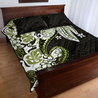 Monstera Plumeria Flowers Olive Green Quilt Bed Set Polynesian Pattern LT01 - Polynesian Pride