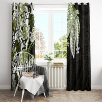 Monstera Plumeria Flowers Olive Green Window Curtain Polynesian Pattern LT01 - Polynesian Pride
