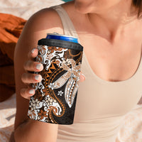 Monstera Plumeria Flowers Orange 4 in 1 Can Cooler Tumbler Polynesian Pattern LT01 - Polynesian Pride