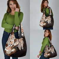 Monstera Plumeria Flowers Orange Grocery Bag Polynesian Pattern LT01 - Polynesian Pride