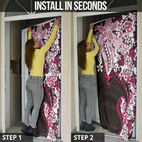 Monstera Plumeria Flowers Pink Door Cover Polynesian Pattern LT01 - Polynesian Pride