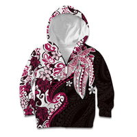 Monstera Plumeria Flowers Pink Kid Hoodie Polynesian Pattern LT01 Zip Hoodie Pink - Polynesian Pride