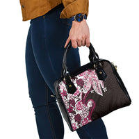 Monstera Plumeria Flowers Pink Shoulder Handbag Polynesian Pattern LT01 - Polynesian Pride