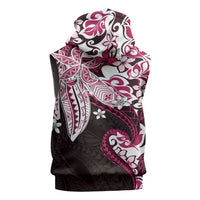Monstera Plumeria Flowers Pink Sleeveless Hoodie Polynesian Pattern LT01 - Polynesian Pride