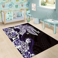 Monstera Plumeria Flowers Purple Area Rug Polynesian Pattern LT01 - Polynesian Pride