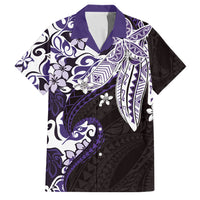 Monstera Plumeria Flowers Purple Family Matching Short Sleeve Bodycon Dress and Hawaiian Shirt Polynesian Pattern