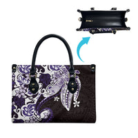 Monstera Plumeria Flowers Purple Leather Bag Polynesian Pattern LT01 - Polynesian Pride