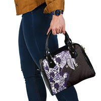 Monstera Plumeria Flowers Purple Shoulder Handbag Polynesian Pattern LT01 - Polynesian Pride