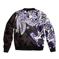 Monstera Plumeria Flowers Purple Sleeve Zip Bomber Jacket Polynesian Pattern LT01 - Polynesian Pride