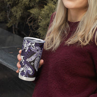 Monstera Plumeria Flowers Purple Tumbler Cup Polynesian Pattern