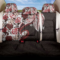 Monstera Plumeria Flowers Red Back Car Seat Cover Polynesian Pattern