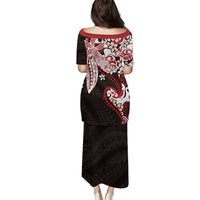 Monstera Plumeria Flowers Red Family Matching Puletasi and Hawaiian Shirt Polynesian Pattern LT01 - Polynesian Pride