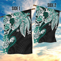 Monstera Plumeria Flowers Teal Garden Flag Polynesian Pattern LT01 - Polynesian Pride