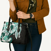 Monstera Plumeria Flowers Teal Leather Bag Polynesian Pattern LT01 - Polynesian Pride