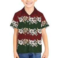 Hawaiian Hibiscus Christmas Color Family Matching Long Sleeve Bodycon Dress and Hawaiian Shirt Unique LT01 Son's Shirt Red - Polynesian Pride