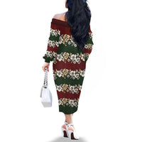 Hawaiian Hibiscus Christmas Color Family Matching Off The Shoulder Long Sleeve Dress and Hawaiian Shirt Unique