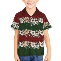 Hawaiian Hibiscus Christmas Color Family Matching Off The Shoulder Long Sleeve Dress and Hawaiian Shirt Unique