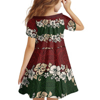 Hawaiian Hibiscus Christmas Color Kid Short Sleeve Dress Unique