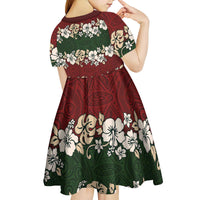 Hawaiian Hibiscus Christmas Color Kid Short Sleeve Dress Unique