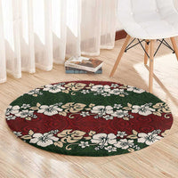 Hawaiian Hibiscus Christmas Color Round Carpet Unique