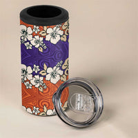 Hawaiian Hibiscus 4 in 1 Can Cooler Tumbler Orange and Purple Unique