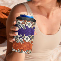 Hawaiian Hibiscus 4 in 1 Can Cooler Tumbler Orange and Purple Unique