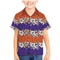 Hawaiian Hibiscus Family Matching Mermaid Dress and Hawaiian Shirt Orange and Purple Unique LT01 Son's Shirt Orange - Polynesian Pride