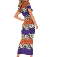 Hawaiian Hibiscus Family Matching Short Sleeve Bodycon Dress and Hawaiian Shirt Orange and Purple Unique LT01 - Polynesian Pride