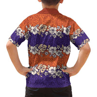 Hawaiian Hibiscus Family Matching Tank Maxi Dress and Hawaiian Shirt Orange and Purple Unique LT01 - Polynesian Pride