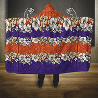 Hawaiian Hibiscus Hooded Blanket Orange and Purple Unique