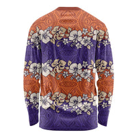 Hawaiian Hibiscus Long Sleeve Shirt Orange and Purple Unique LT01 - Polynesian Pride