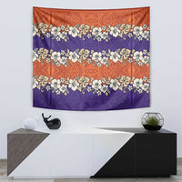 Hawaiian Hibiscus Tapestry Orange and Purple Unique