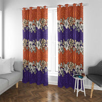 Hawaiian Hibiscus Window Curtain Orange and Purple Unique LT01 With Grommets Orange - Polynesian Pride