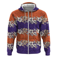 Hawaiian Hibiscus Zip Hoodie Orange and Purple Unique LT01 Zip Hoodie Orange - Polynesian Pride