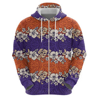 Hawaiian Hibiscus Zip Hoodie Orange and Purple Unique LT01 - Polynesian Pride