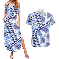 Hawaii Quilt Couples Matching Summer Maxi Dress and Hawaiian Shirt Kakau Polynesian Pattern Blue Version LT01 Blue - Polynesian Pride