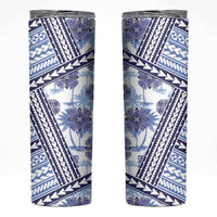 Hawaii Quilt Skinny Tumbler Kakau Polynesian Pattern Blue Version