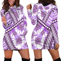 Hawaii Quilt Hoodie Dress Kakau Polynesian Pattern Lilac Version LT01 - Polynesian Pride