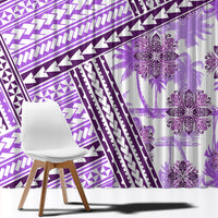 Hawaii Quilt Window Curtain Kakau Polynesian Pattern Lilac Version LT01 - Polynesian Pride