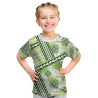 Hawaii Quilt Kid T Shirt Kakau Polynesian Pattern Olive Green Version LT01 Green - Polynesian Pride