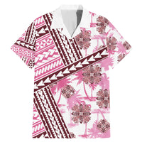 Hawaii Quilt Family Matching Mermaid Dress and Hawaiian Shirt Kakau Polynesian Pattern Mauve Pink Version LT01 Dad's Shirt - Short Sleeve Pink - Polynesian Pride
