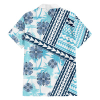 Hawaii Quilt Family Matching Short Sleeve Bodycon Dress and Hawaiian Shirt Kakau Polynesian Pattern Sky Blue Version LT01 - Polynesian Pride