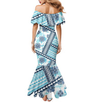 Hawaii Quilt Mermaid Dress Kakau Polynesian Pattern Sky Blue Version LT01 - Polynesian Pride