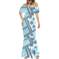 Hawaii Quilt Mermaid Dress Kakau Polynesian Pattern Sky Blue Version LT01 - Polynesian Pride