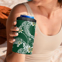 Polynesian Hawaiian Plumeria Tribal Pattern 4 in 1 Can Cooler Tumbler Green Version
