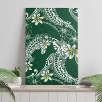 Polynesian Hawaiian Plumeria Tribal Pattern Canvas Wall Art Green Version