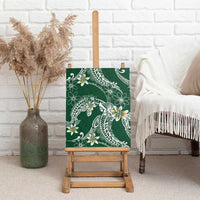 Polynesian Hawaiian Plumeria Tribal Pattern Canvas Wall Art Green Version