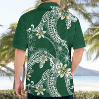 Polynesian Hawaiian Plumeria Tribal Pattern Hawaiian Shirt Green Version